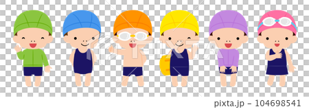 スクール水着を着た子供たち 104698541