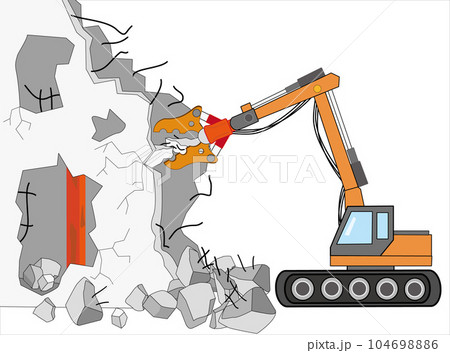 重機でビルの解体工事をしている。 重機でビルの解体工事をしている。 104698886