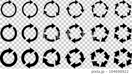 矢量圖組的黑色旋轉箭頭 矢量圖組的黑色旋轉箭頭 104698922