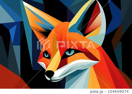 Abstract fox painting in the style of pablo picasso. Animals art. Illustration, Generative AI. Abstract fox painting in the style of pablo picasso. Animals art. Illustration, Generative AI. 104699074