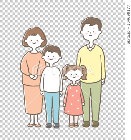 Illustration of a happy family with two children Illustration of a happy family with two children 104699177