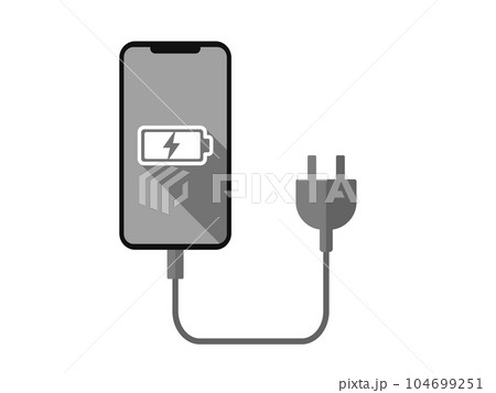 充電コードがつながっているスマホイラスト 104699251