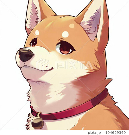 Shiba Inu with a gallant look, Puppy - Stock Illustration