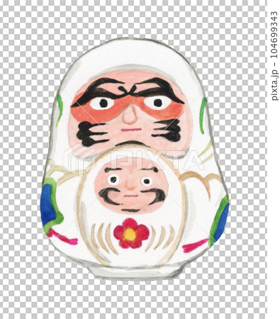 手繪水彩甲州親子不倒翁插畫 104699343