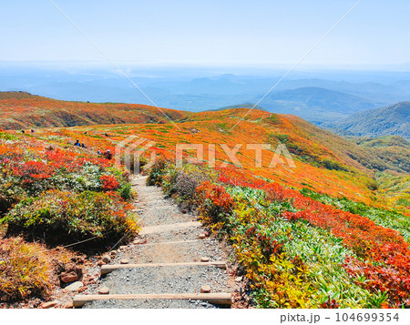 秋の栗駒山登山（中央コースからの眺め） 104699354