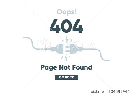 404 error and page not found banner. Cable, socket and plug. System error, broken page. Disconnected from wireless. For website. Vector illustration. 404 error and page not found banner. Cable, socket and plug. System error, broken page. Disconnected from wireless. For website. Vector illustration. 104699944