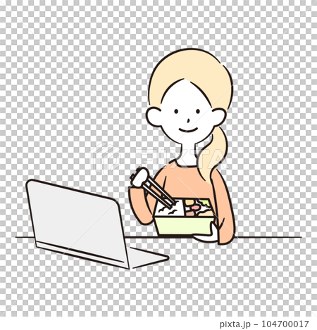 Illustration material of a business woman eating lunch Illustration material of a business woman eating lunch 104700017