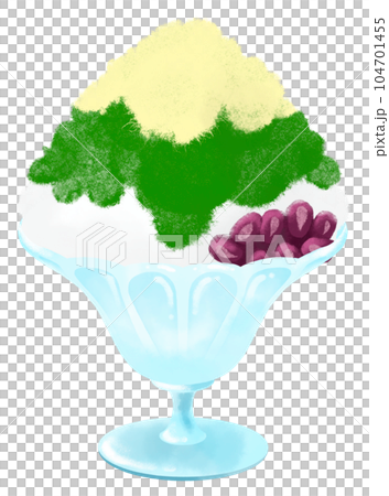 Illustration of shaved ice (Uji Kintoki) drawn by watercolor 104701455