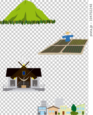 Local buildings, shrines, mountains, fields Local buildings, shrines, mountains, fields 104702248