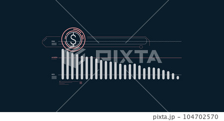 Abstract infographics of falling dollar exchange rate. 104702570