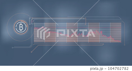 Abstract infographic of falling bitcoin exchange rate. 104702782