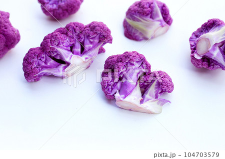 Purple cauliflower on white background. Purple cauliflower on white background. 104703579