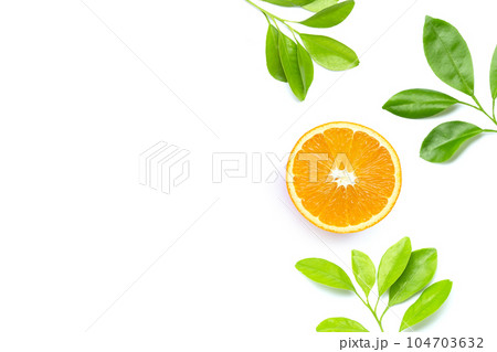 High vitamin C, Juicy and sweet. Fresh orange fruit on white. 104703632