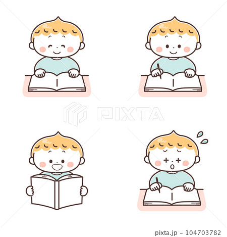 本を読む男の子　セット 104703782