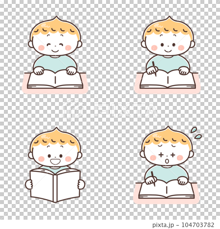 本を読む男の子　セット 104703782