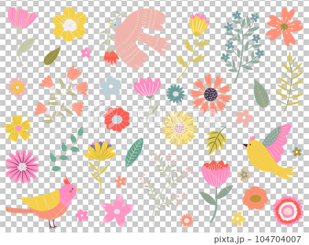 花和葉子的插圖集 花和葉子的插圖集 104704007