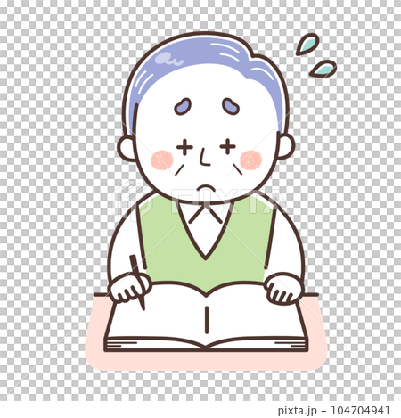 答えが分からない男性　シニア 104704941