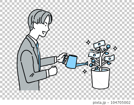 お金のなる木を育てるビジネスマン 104705002
