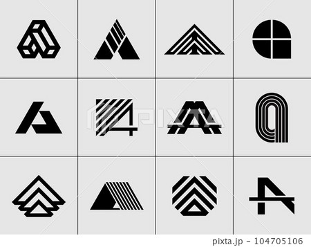 Set of line abstract letter A logo design branding. Business initial A logo set. Set of line abstract letter A logo design branding. Business initial A logo set. 104705106
