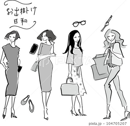 働く女性のイラストセット 働く女性のイラストセット 104705207