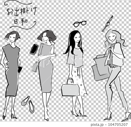 働く女性のイラストセット 働く女性のイラストセット 104705207