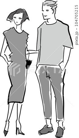 手をつないで歩く男女 手をつないで歩く男女 104705215