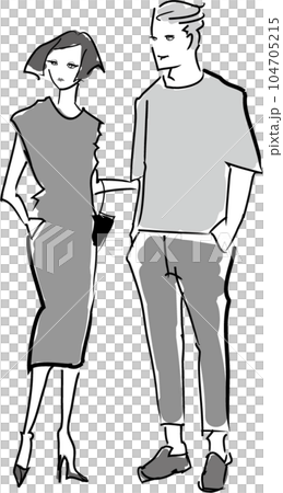 手をつないで歩く男女 手をつないで歩く男女 104705215