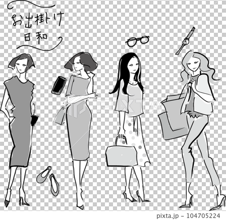 働く女性のイラストセット 働く女性のイラストセット 104705224
