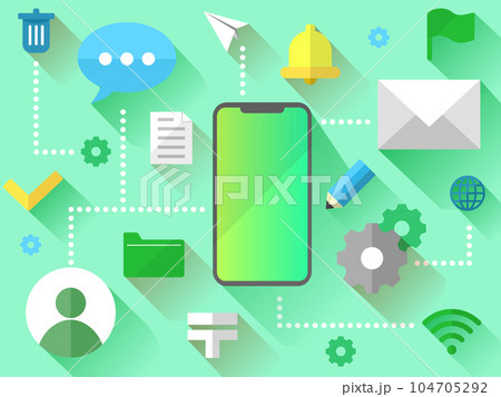 メールに関連したアイコンのイラスト メールに関連したアイコンのイラスト 104705292