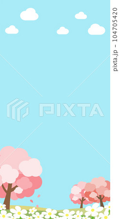 背景イラスト_桜_花畑 104705420
