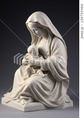 Statue of the Orthodox Virgin Mary with the Child AI Statue of the Orthodox Virgin Mary with the Child AI 104705468