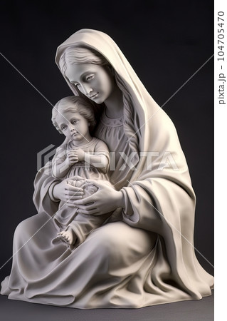Statue of the Orthodox Virgin Mary with the Child AI Statue of the Orthodox Virgin Mary with the Child AI 104705470