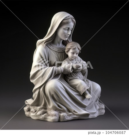 Statue of the Orthodox Virgin Mary with the Child AI Statue of the Orthodox Virgin Mary with the Child AI 104706087