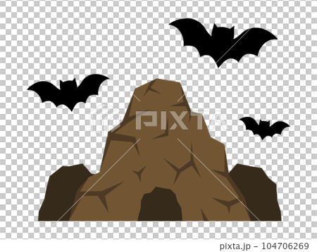 Bats Flying Out Of Cave Clipart