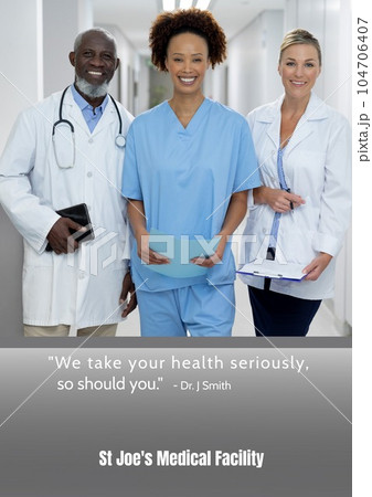 Composition of st joe's medical facility health text over diverse doctors Composition of st joe's medical facility health text over diverse doctors 104706407