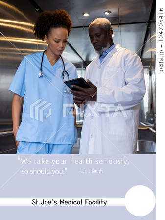 Composition of st joe's medical facility health text over diverse doctors Composition of st joe's medical facility health text over diverse doctors 104706416
