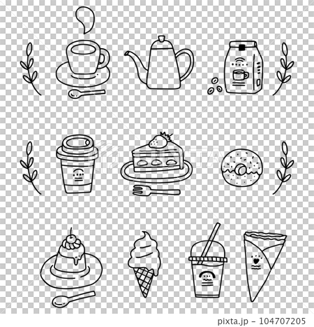 Cafe style illustration set/line drawing 104707205