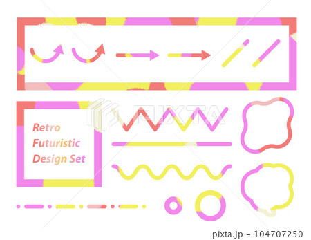 レトロフューチャリスティックなデザイン素材セット 104707250