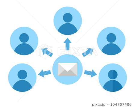 メールを一斉送信するイメージイラスト メールを一斉送信するイメージイラスト 104707406