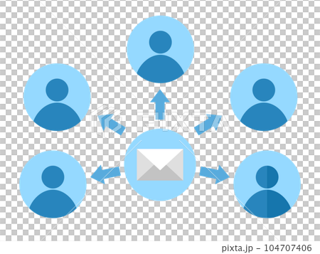 メールを一斉送信するイメージイラスト メールを一斉送信するイメージイラスト 104707406