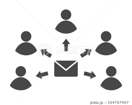メールを一斉送信するイメージイラスト メールを一斉送信するイメージイラスト 104707407
