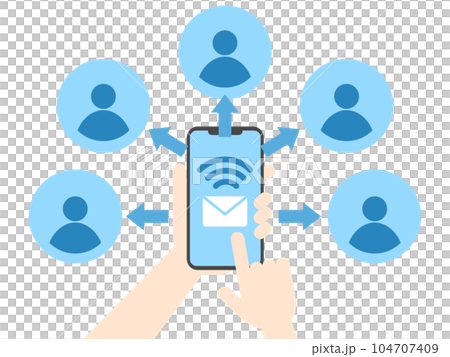 Illustration of sending emails all at once with a smartphone 104707409