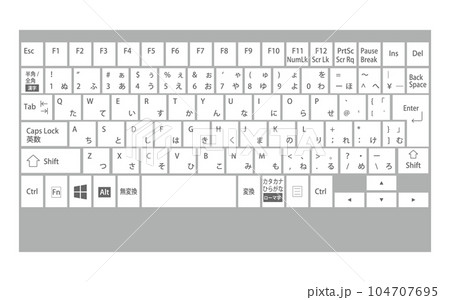 パソコンのキーボードのイラスト（日本語タイプのキーボード）の