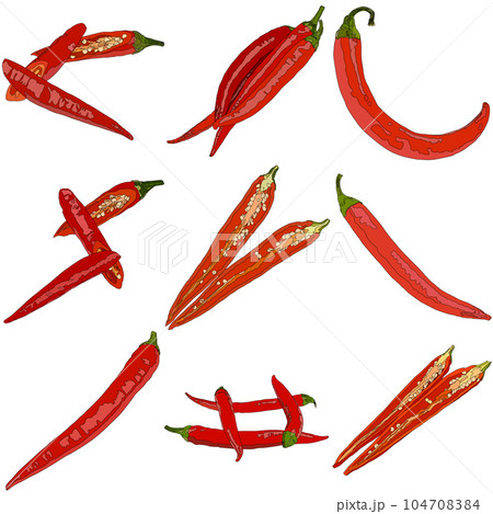 Red chili pepper isolated on a white background. Red chili pepper isolated on a white background. 104708384