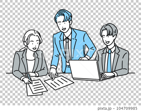 チームで会議をするビジネスマン 104709985