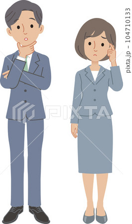 考え事をするビジネスパーソン　男女 104710133