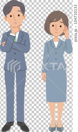 考え事をするビジネスパーソン　男女 104710133