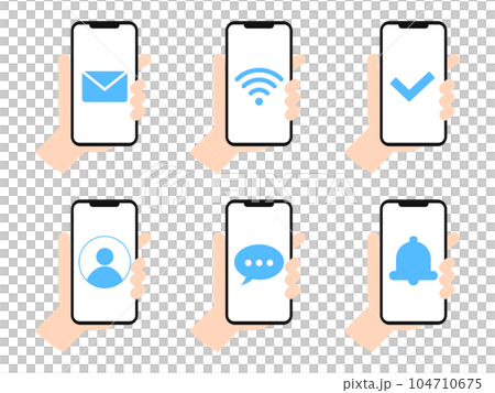 Icons related to hand message with smartphone Icons related to hand message with smartphone 104710675