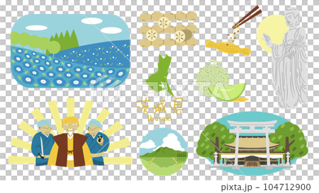 茨城の名所名物　イラストセット 104712900