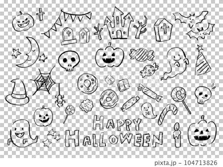 Halloween hand-drawn illustration set 104713826